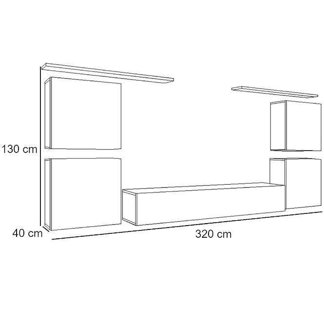 Meblościanka Switch Szkło+LED XIV Grafit/Biały