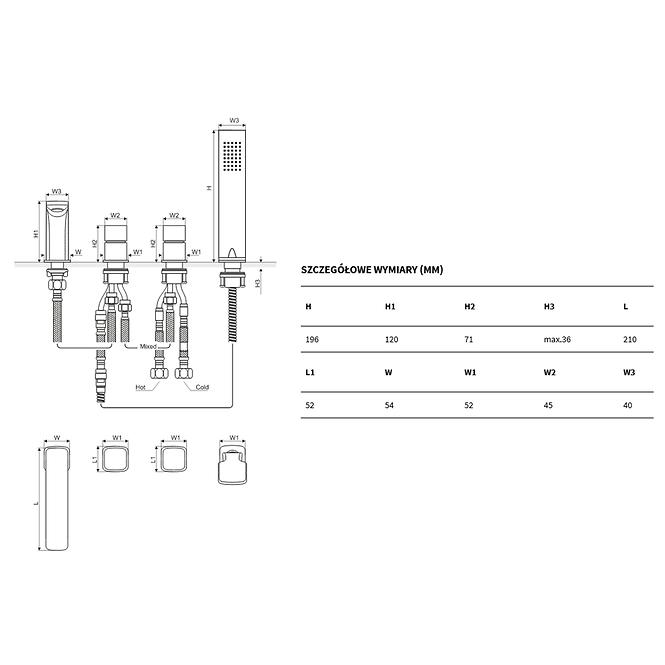 Bateria nawannowa 4-otworowa  Keria czarna arex.2033bl