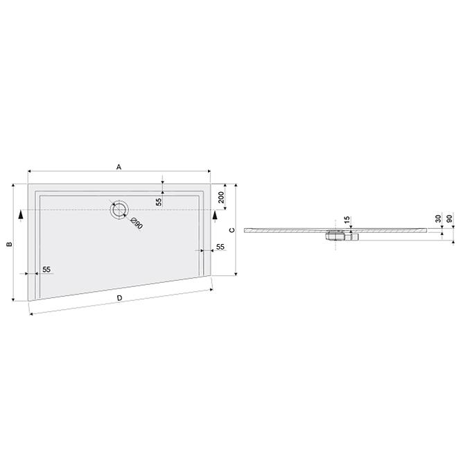 Brodzik -M/SPACE 90X120X1.5 BIEW