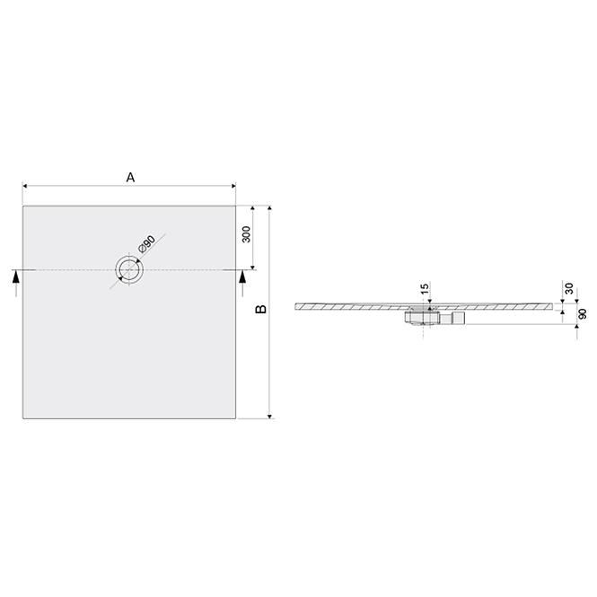 Brodzik B-M/OPEN STR 90X90X1.5 BIEW