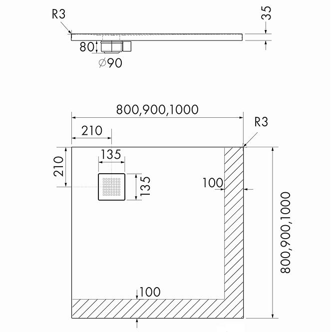 Brodzik Kw Kalait Smooth White 90x90x3,5 3.3101-M2