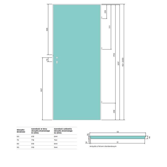 Drzwi Wewnetrzne Prestige PX 03 70L WC dąb catania