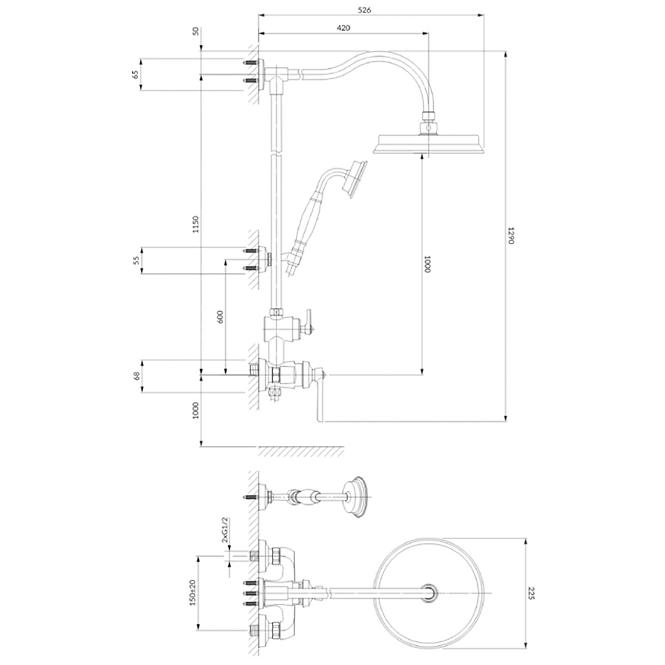 System natryskowy natynkowy Armance AM5244CR chrom