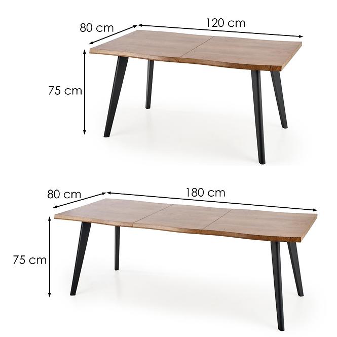 Stół rozkładany Dickson 120/180x80 cm Mdf/Drewno – Dąb Naturalny/Czarny