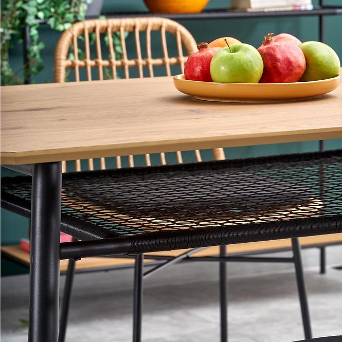 Stół Jackson 160 Mdf/Rattan/Stal – Dąb Złoty/Czarny