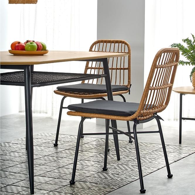 Stół Jackson 160 Mdf/Rattan/Stal – Dąb Złoty/Czarny