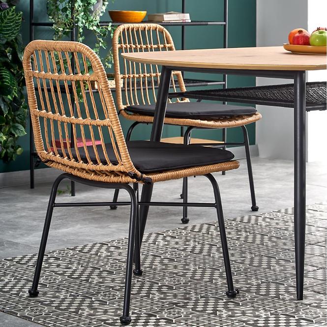 Stół Jackson 160 Mdf/Rattan/Stal – Dąb Złoty/Czarny