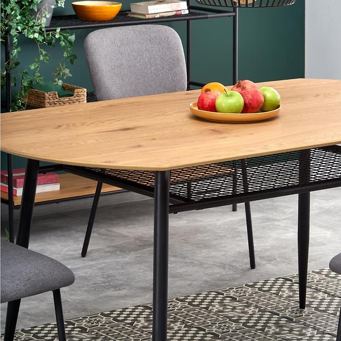 Stół Jackson 160 Mdf/Rattan/Stal – Dąb Złoty/Czarny