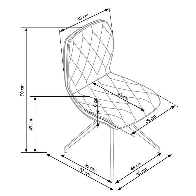Krzesło K237 tkanina/metal brąz 49x62x90