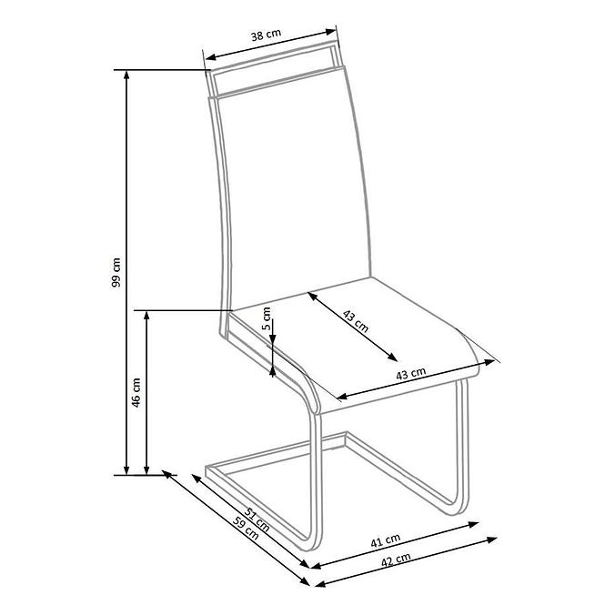 Krzesło K348 tkanina/metal popiel 42x59x99