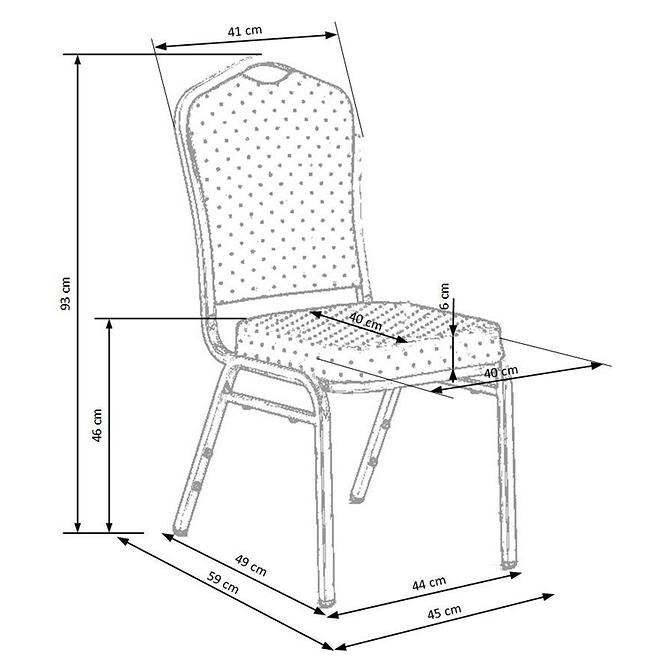 Krzesło K66S metal/tkanina srebrny/niebieski 45x59x93