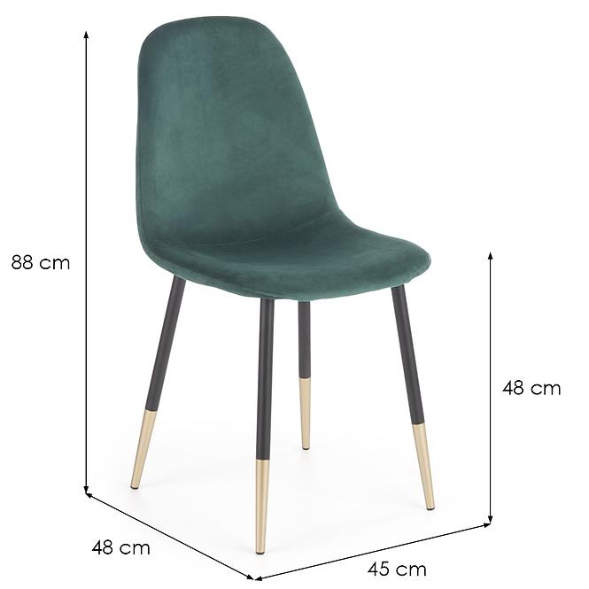 Krzesło K379 velvet/metal ciemny  zielony 45x48x88