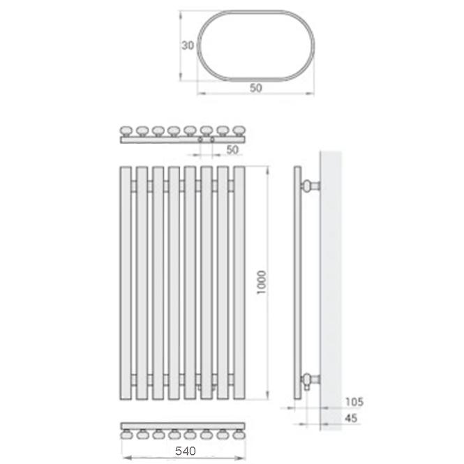 Grzejnik łazienkowy Lazur LA100/54 D5 1000x540 mm biały