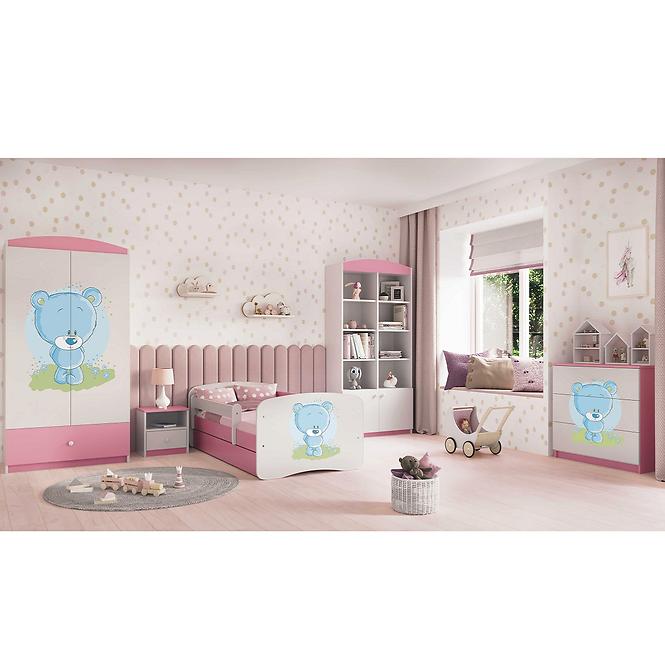 Łóżko Dziecięce Babydreams+Sz+M Różowe 70x140 Miś Niebieski