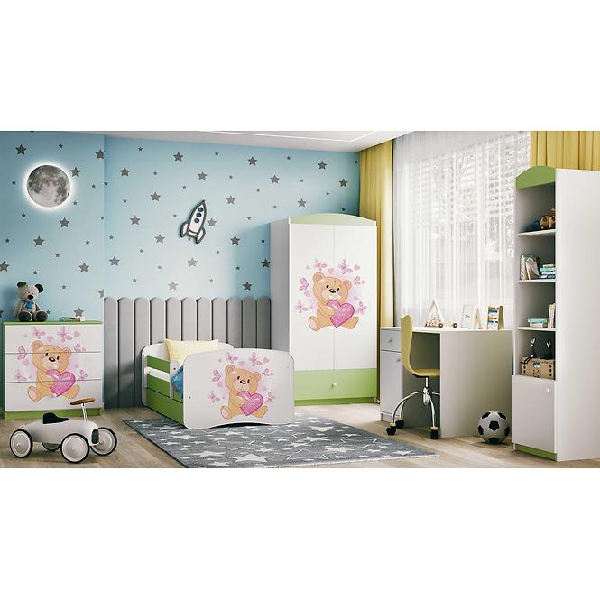 Łóżko Dziecięce Babydreams+Sz+M Zielone 70x140 Miś Motyl