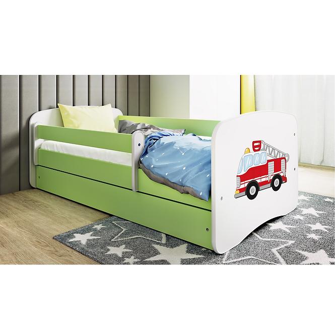 Łóżko Dziecięce Babydreams+Sz+M Zielone 70x140 Straż Pożarna