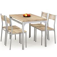 Komplet stół Malcolm + 4 krzesła mdf/stal – sonoma