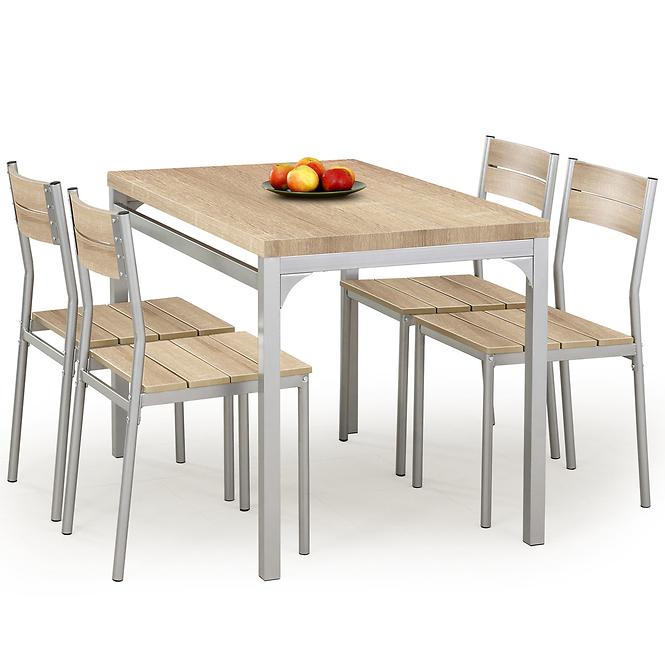 Komplet stół Malcolm + 4 krzesła mdf/stal – sonoma