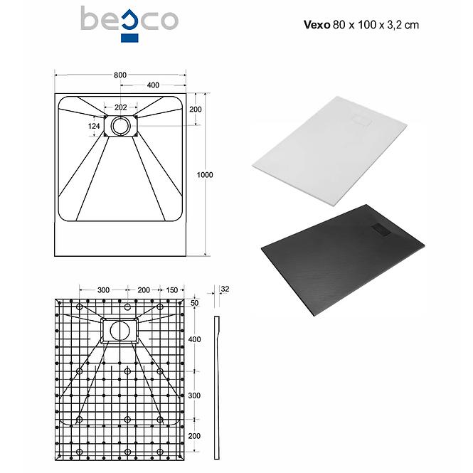 Brodzik prostokątny Vexo 100x80 czarny