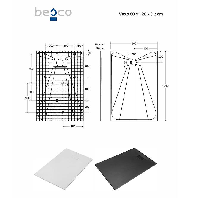 Brodzik prostokątny Vexo 120x80 czarny