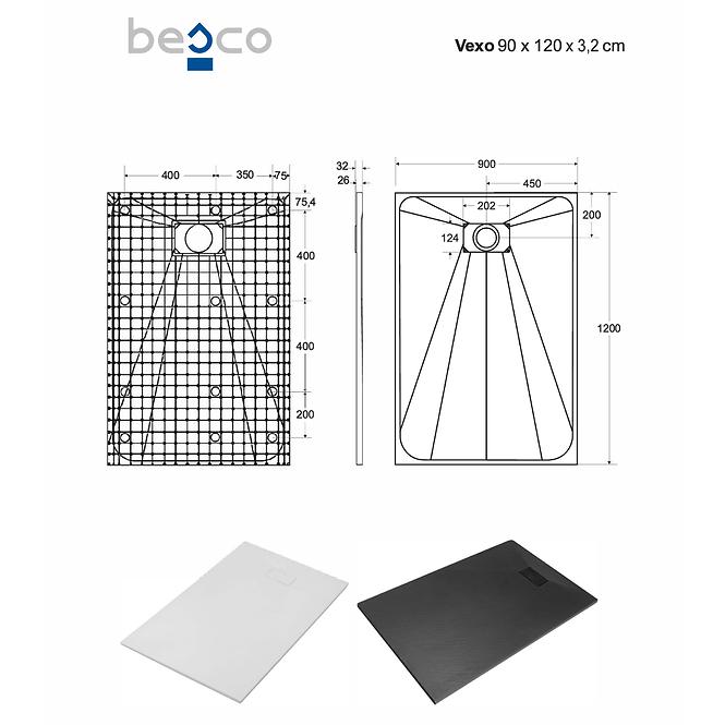 Brodzik prostokątny Vexo 120x90 czarny