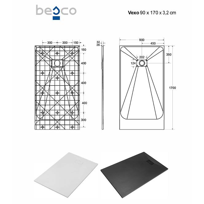 Brodzik prostokątny Vexo 170x90 czarny