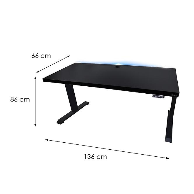 Biurko Gamingowe Low Elektr. Czarne 136x66x2.8 Model 2