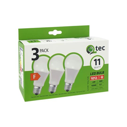 Żarówka Led Qtec 11W A60 E27 4200K 3pack