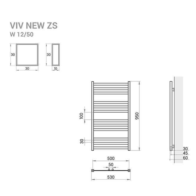 Grzejnik łazienkowy Viv New ZS9/50 950x530 418W czarny