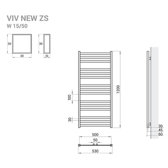 Grzejnik łazienkowy Viv New ZS12/50 1200x530 516W biały