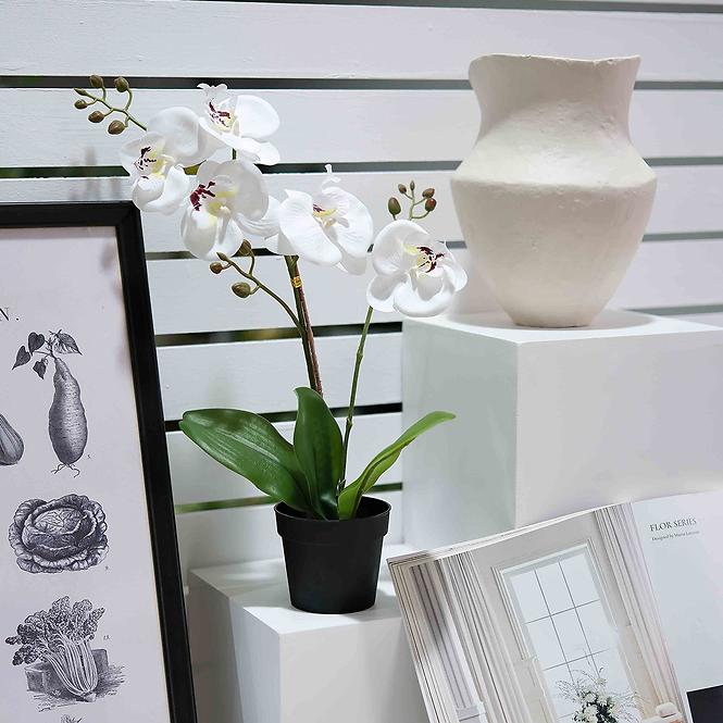 Sztuczna biała orchidea w doniczce 40 cm