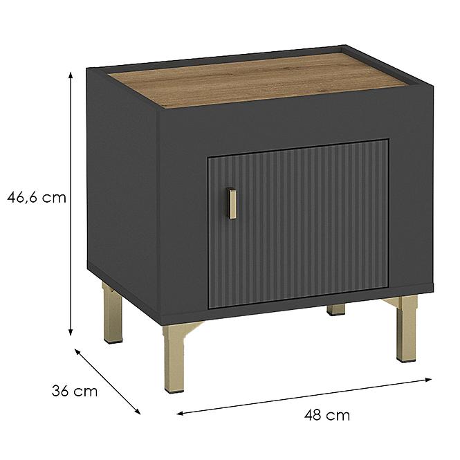 Szafka Nocna Mossa M11 dąb whisky/czarny mat