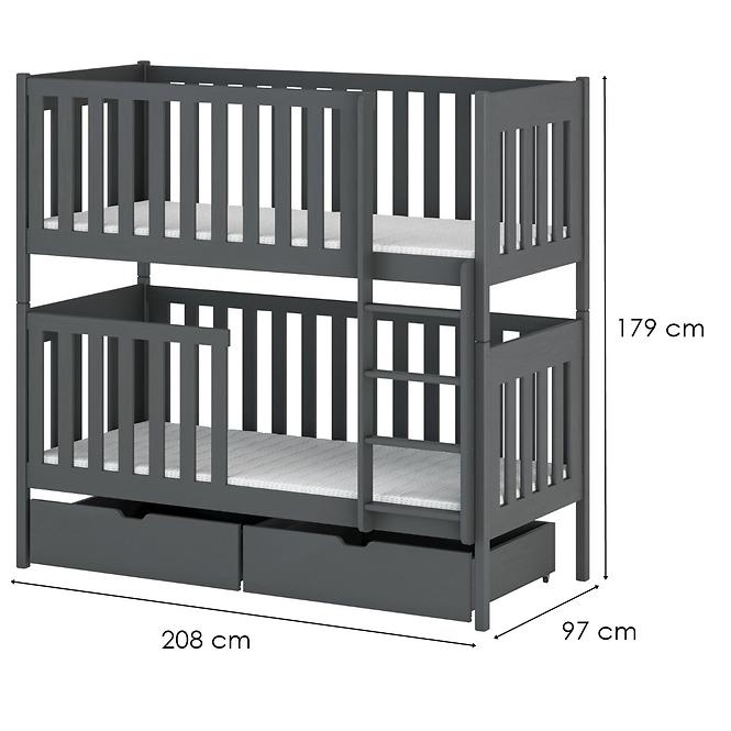 Łóżko Piętrowe Dawid 90x200 graphite