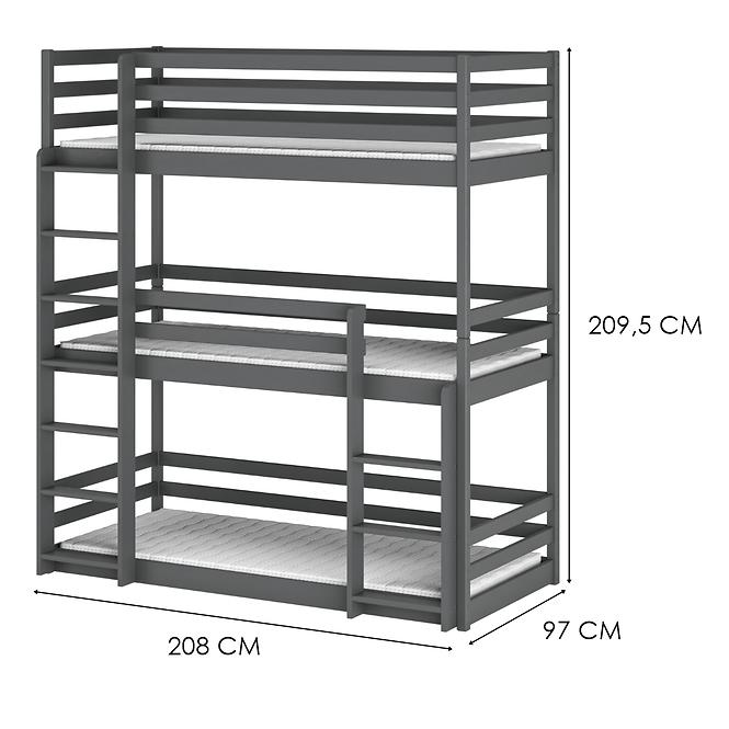 Łóżko Piętrowe Ted 90x200 graphite