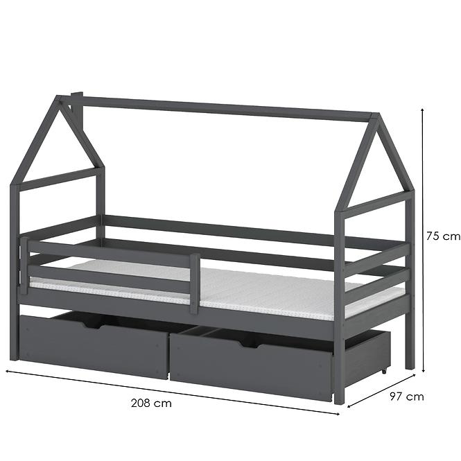 Łóżko Domek Aron 90x200 graphite