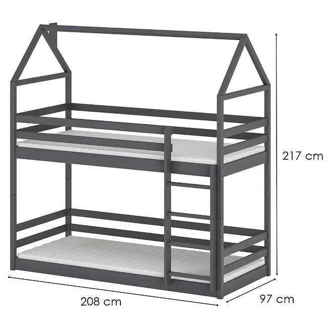 Łóżko Piętrowe Domek Axel 90x200 graphite