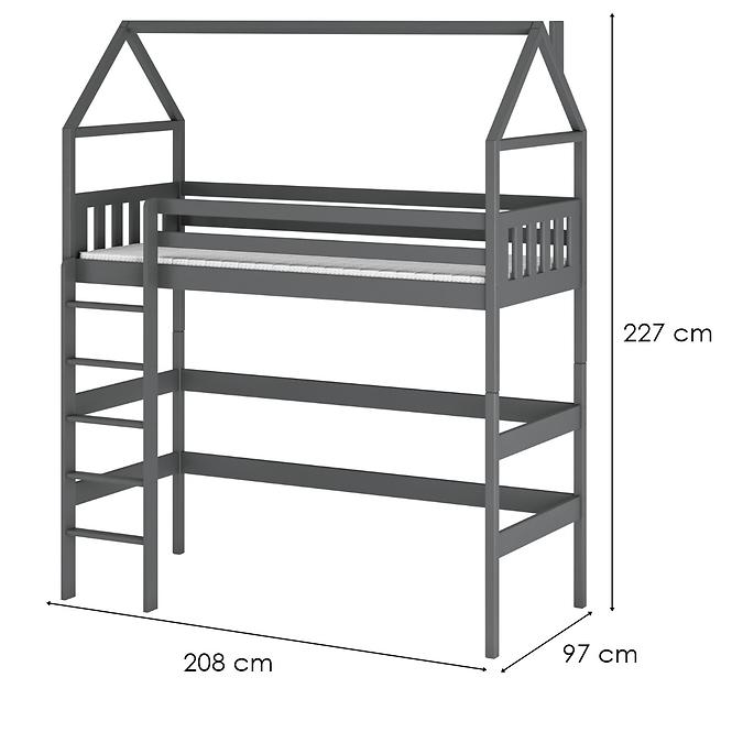 Łóżko Piętrowe Domek Gloria 90x200 graphite