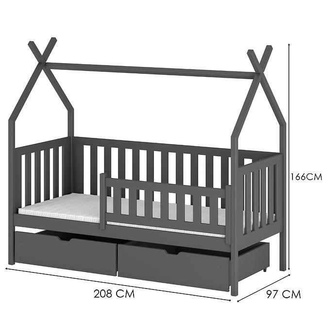 Łóżko Domek Simba 90x200 graphite