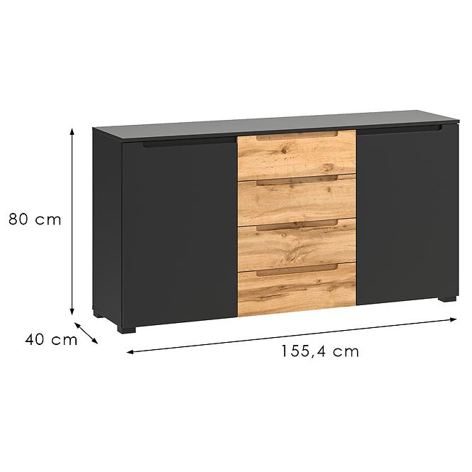 Komoda Hill 01 2D4S czarny/wotan