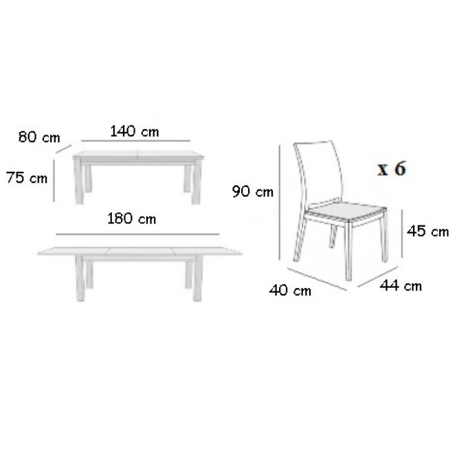 Zestaw stół i krzesła Dawid 1+6,ST343,140X80+40,d.son,KR P01,d.son