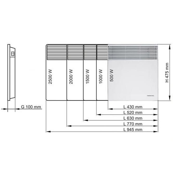 Konwektor elektryczny T17 -2000 W – IP24