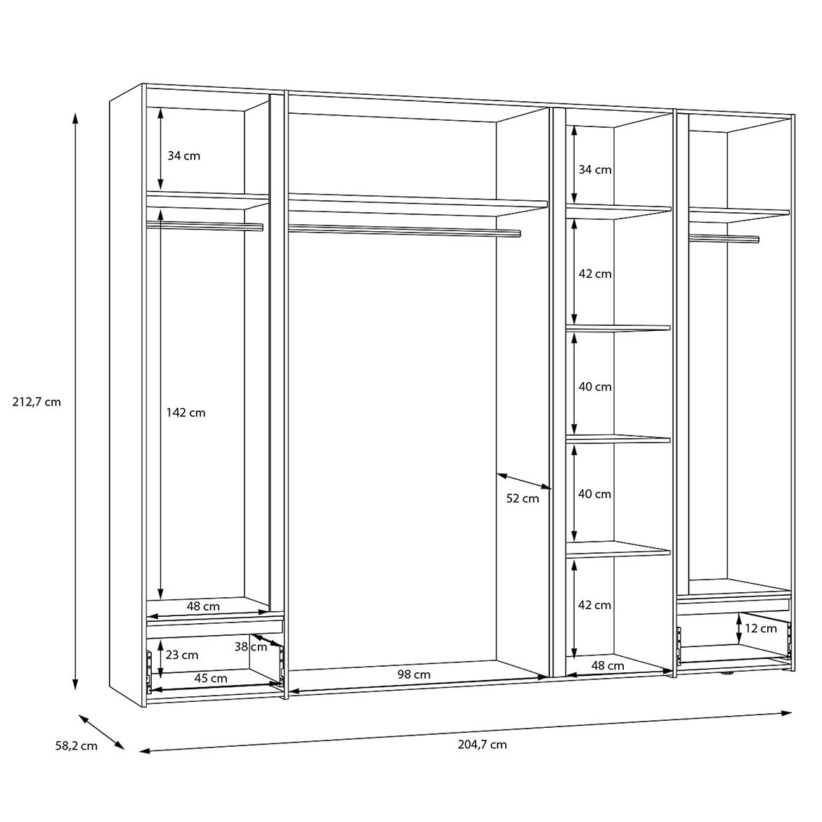 Szafa Whiteheaven LNBS5511B-M216 s osvetlením