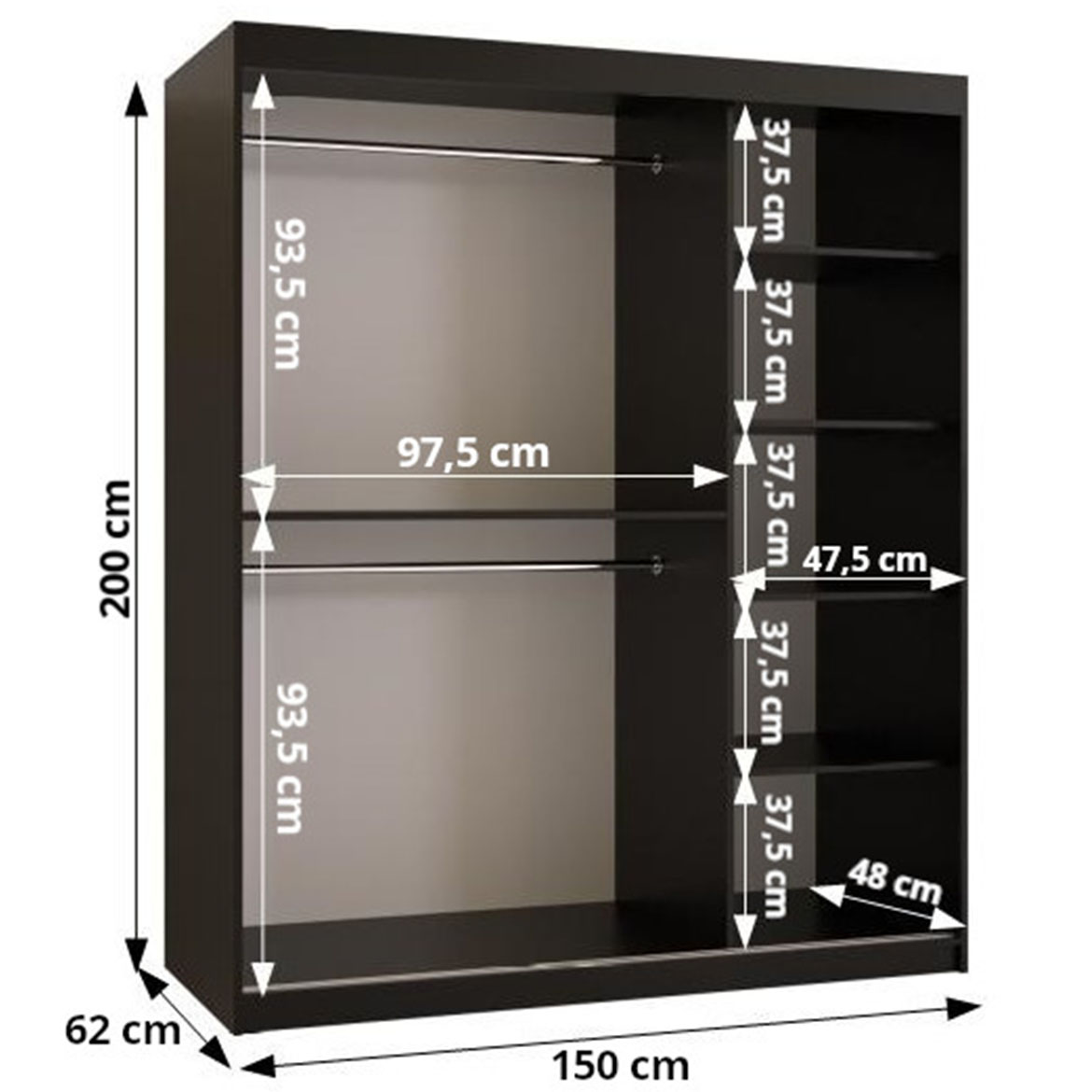 Szafa Walhalla 150 czarny