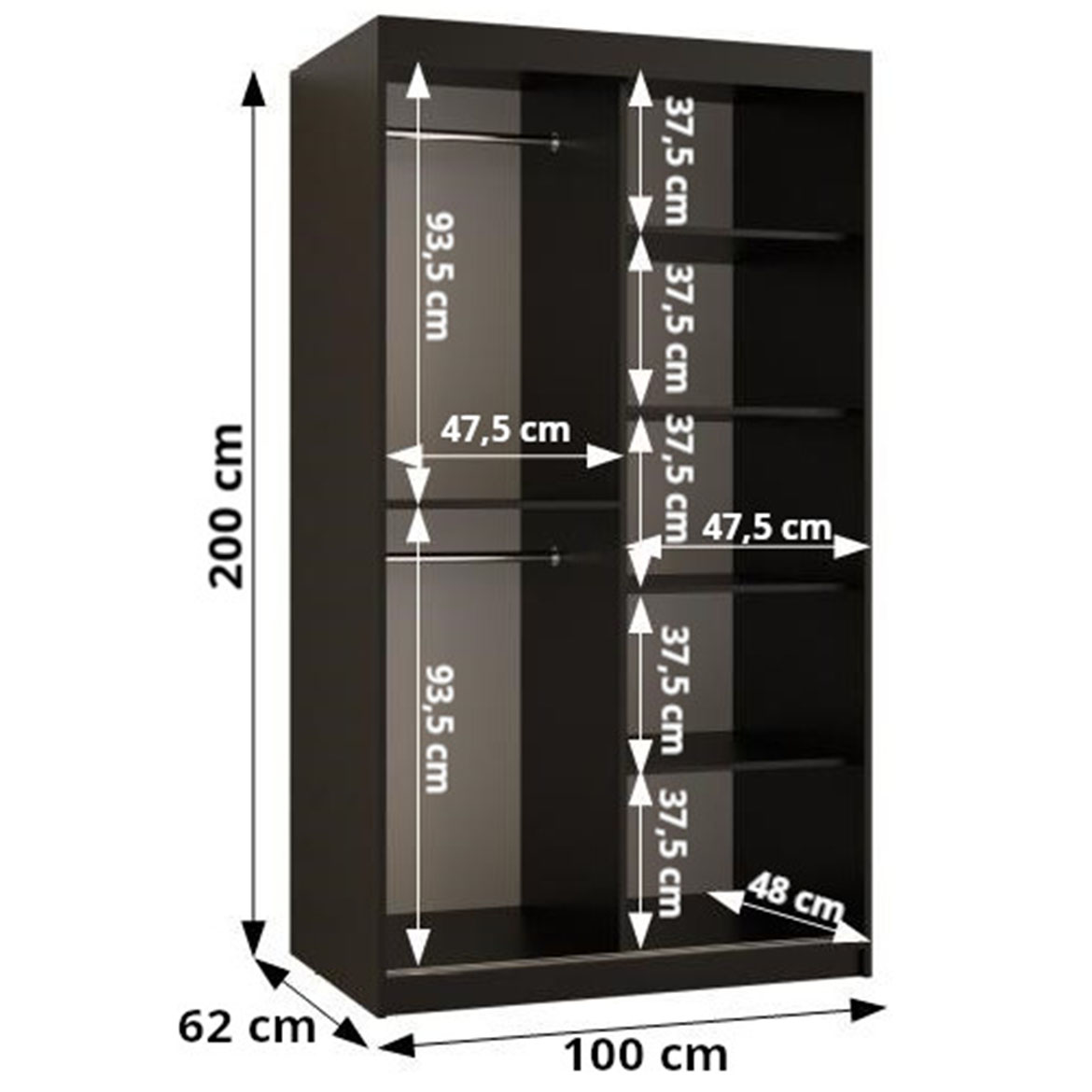 Szafa Amiro 1 100 biały/biały