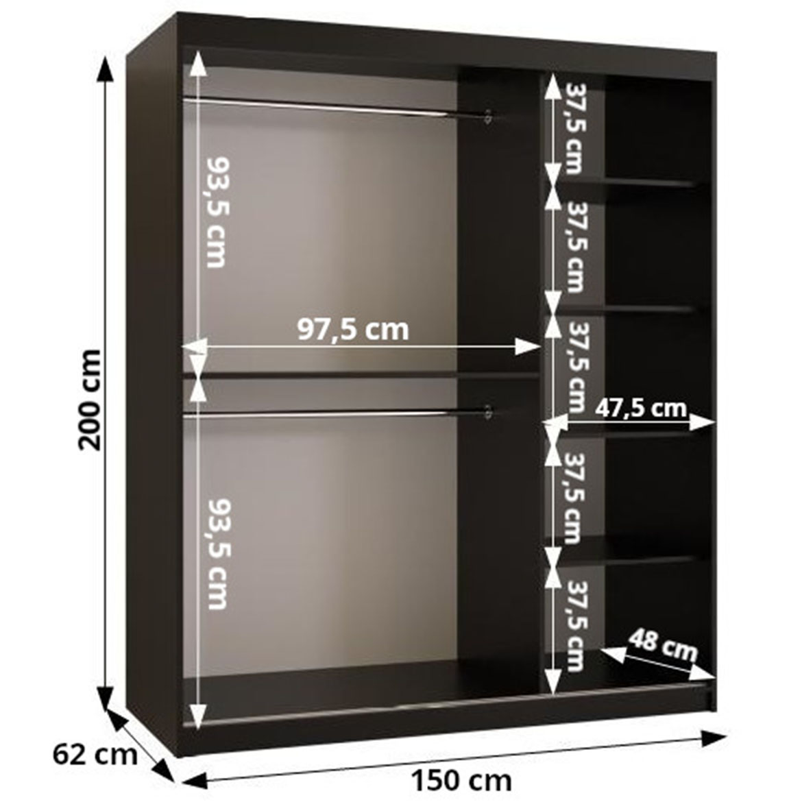 Szafa Amiro 1 150 biały/biały