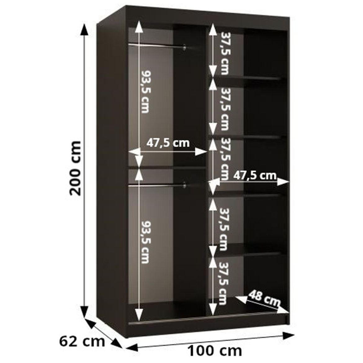 Szafa Amiro 1 100 czarny/czarny